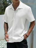 Men's Textured Button Front Neckline Shirt