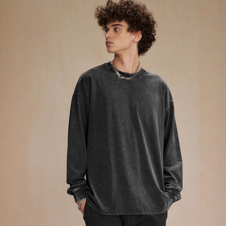 Washed Distressed Crewneck Sweatshirt