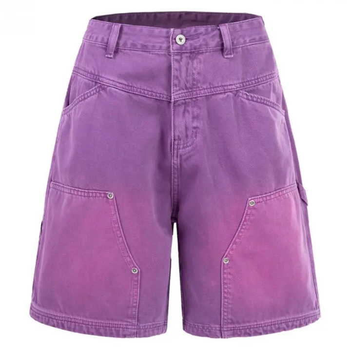 Vintage Multi-Pocket Denim Cargo Shorts