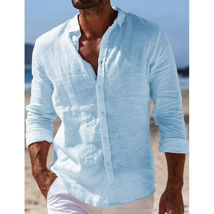 Relaxed Linen-Look Button-Up Shirt