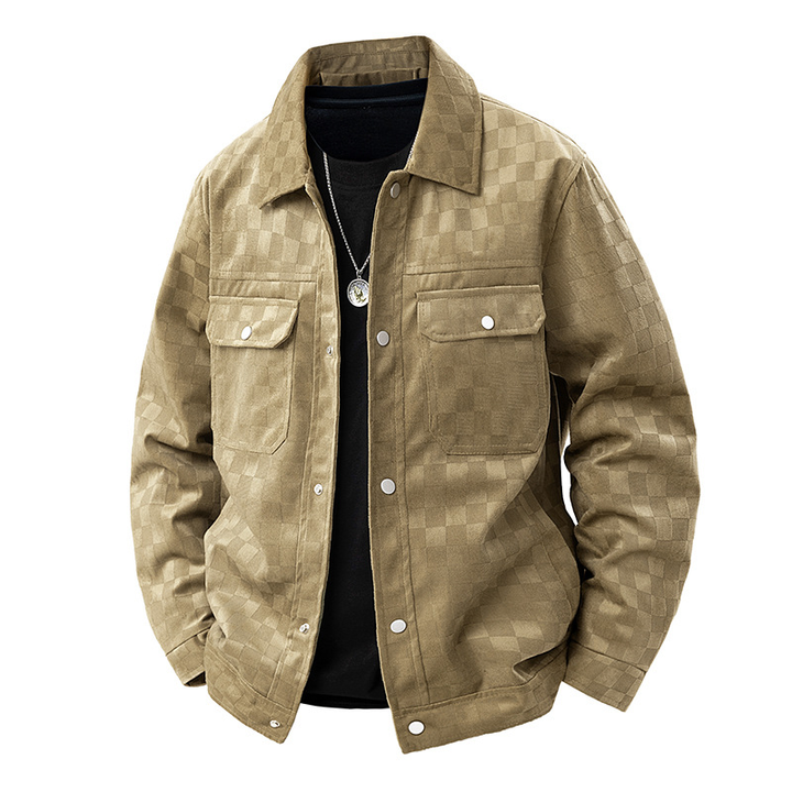 Textured Button Front Flap Pocket Jacket