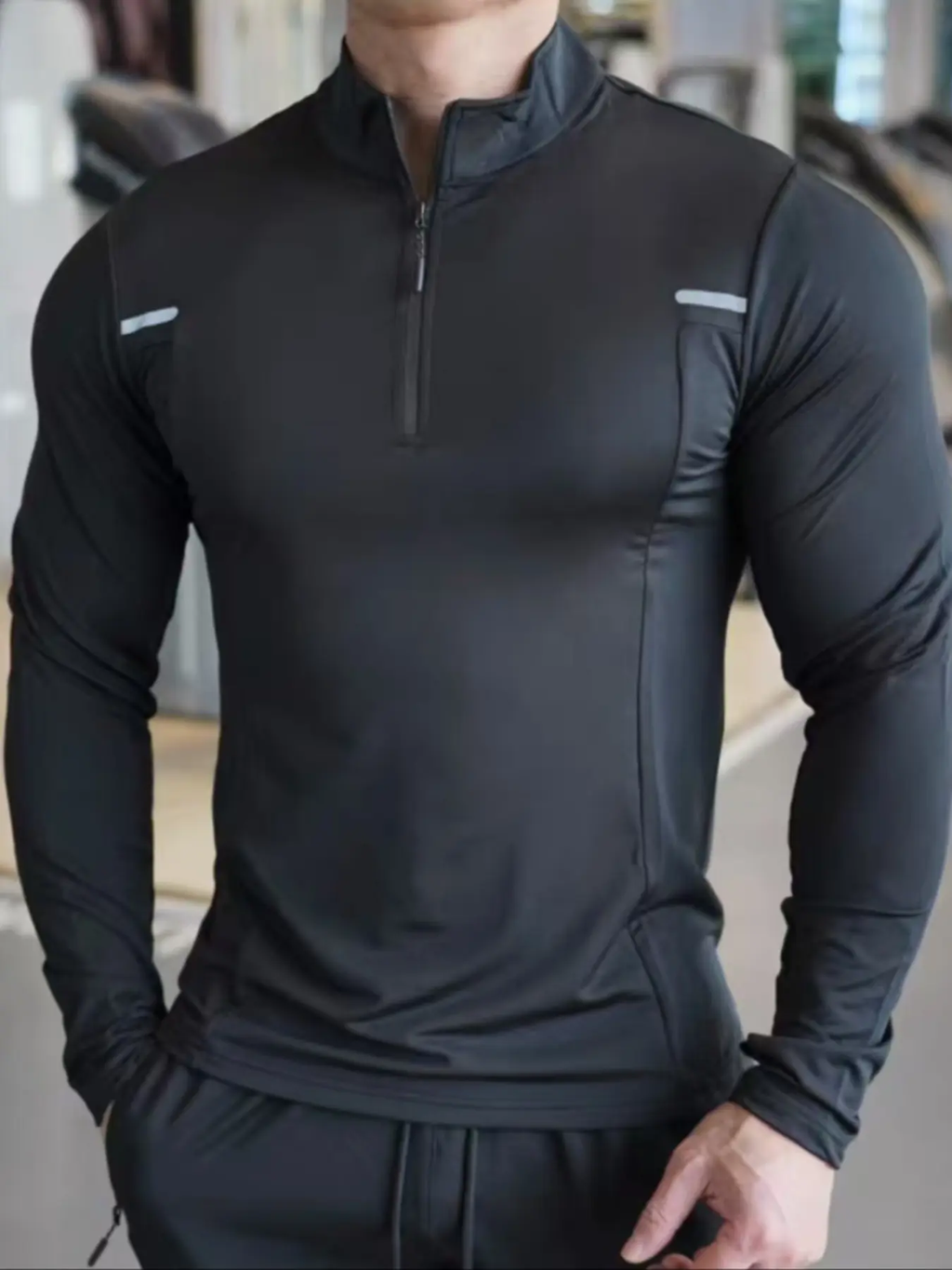 Men's Reflective Half-Zip Sports Shirt