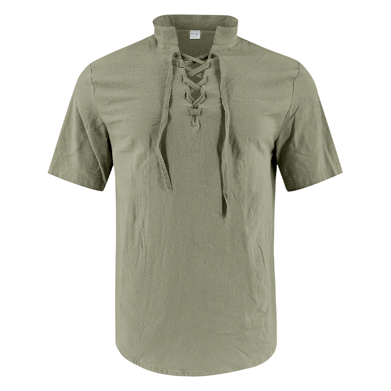 Men's Linen Stand Collar Casual Shirt