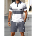Men's Color-Block Polo & Shorts Set