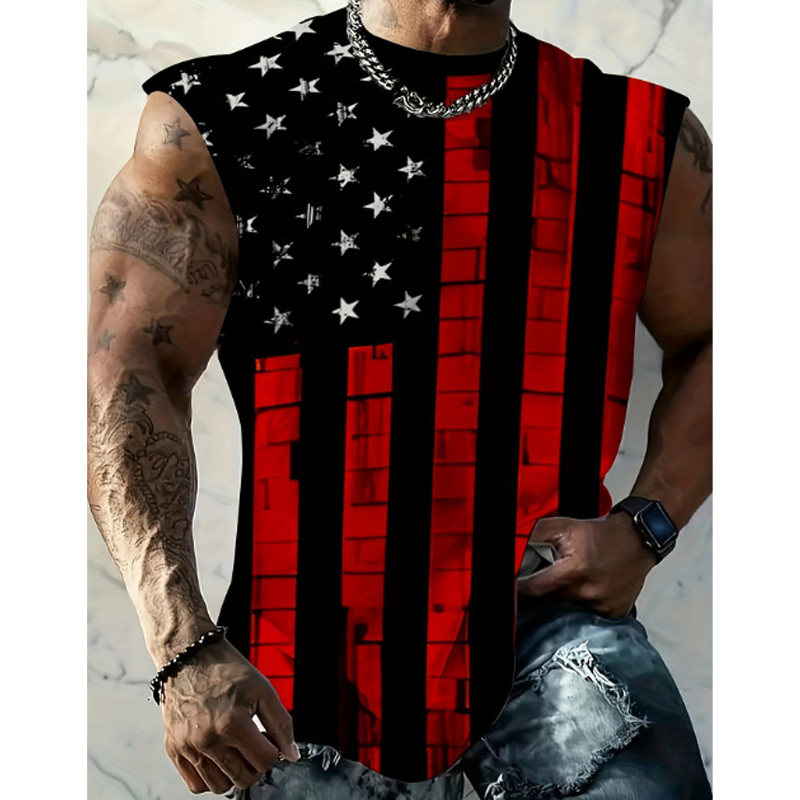 Men's 3D Flag Print Sleeveless Tank