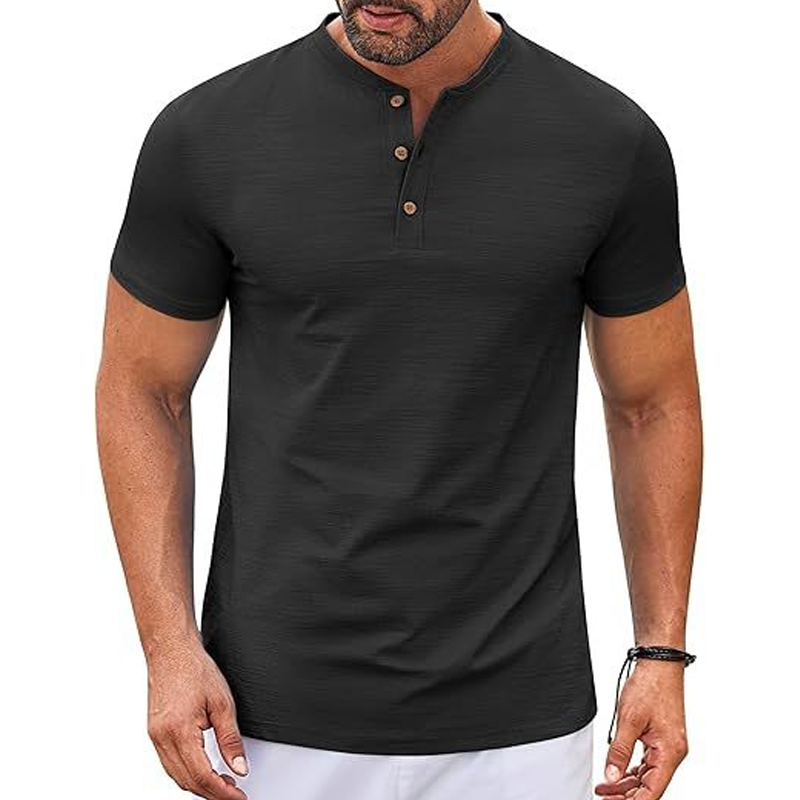 Men's Slim Fit Button Henley Tee