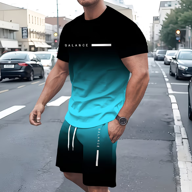 Men's Ombre Tee & Shorts Set
