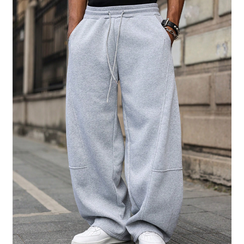 Men's Solid Wide-Leg Baggy Sweatpants