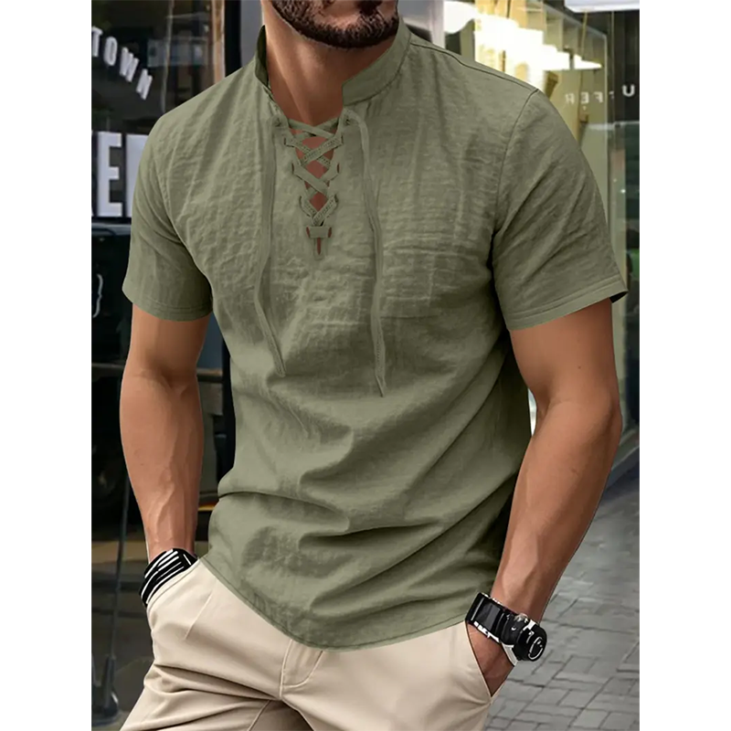Men's Linen Stand Collar Casual Shirt