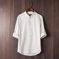 Men's Linen-Blend Frog Button Shirt