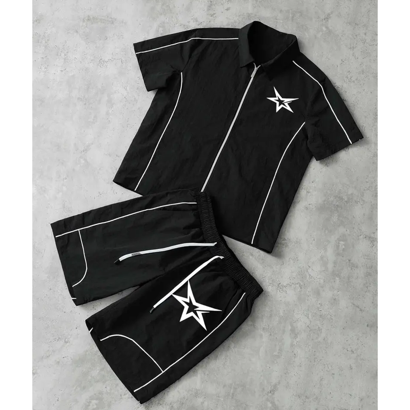 Men's Star Zip Shirt & Shorts Set