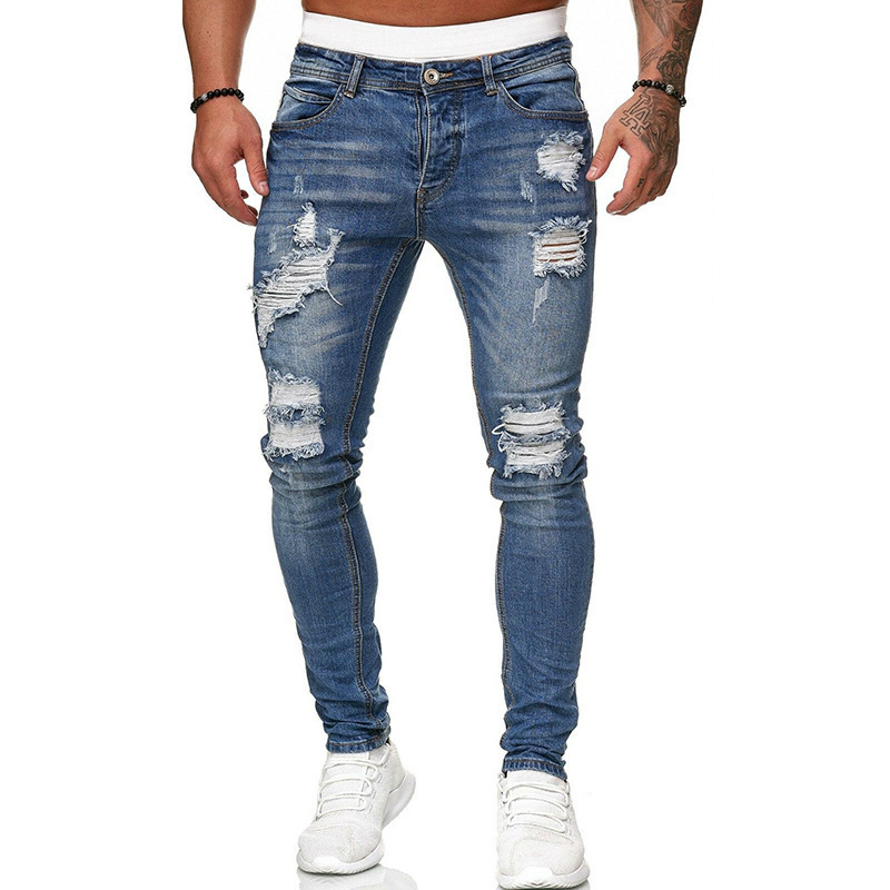 Men's Stretch Ripped Tapered Jeans