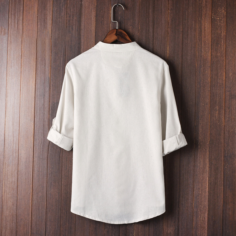 Men's Linen-Blend Frog Button Shirt