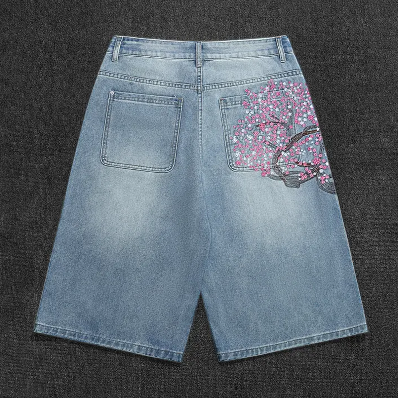 Floral Embroidered Denim Shorts