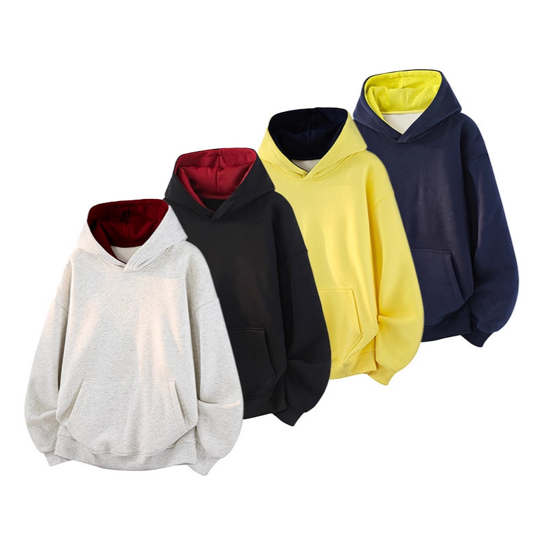 Colorblock Fleece-Lined Pullover Hoodie