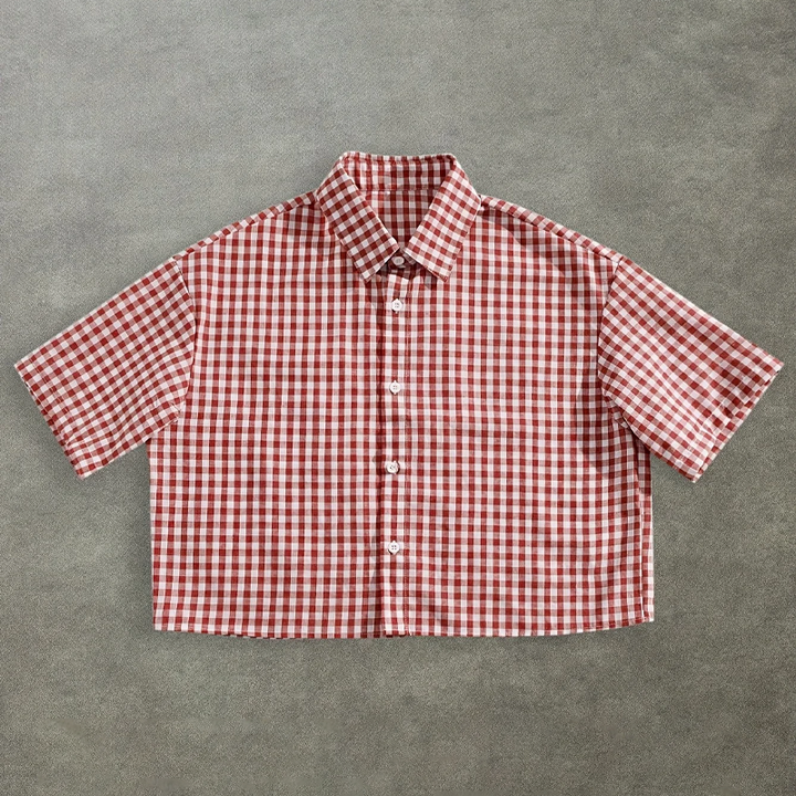 Retro Plaid Print Short Sleeve Shirt