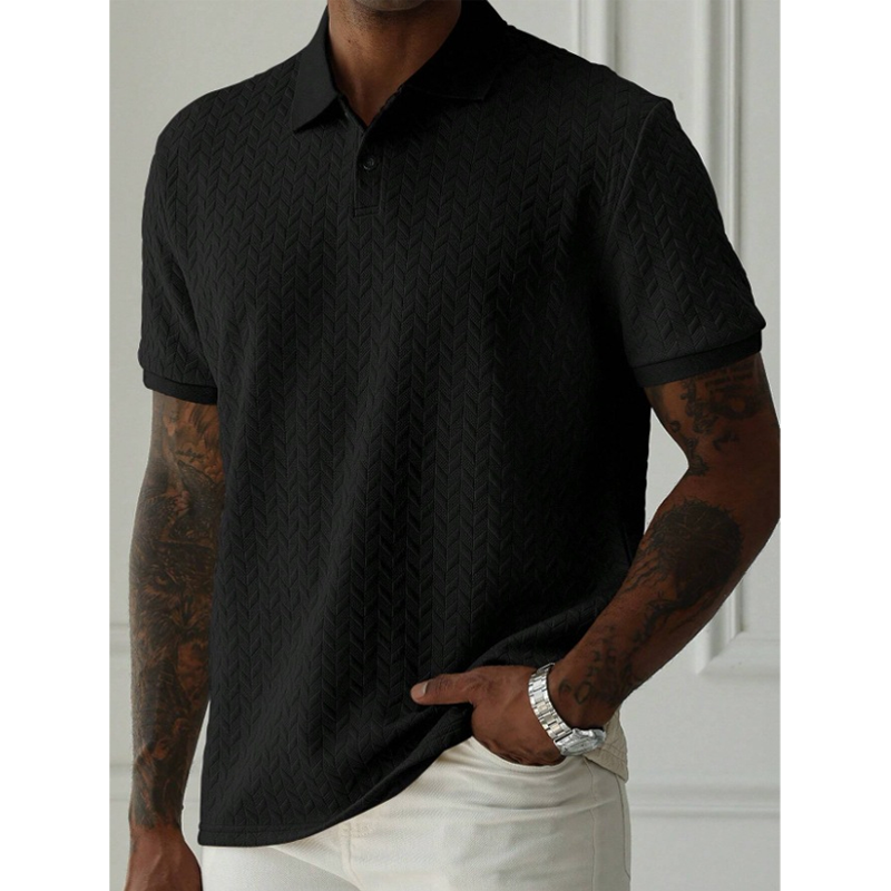 Textured Knit Stripe Polo Shirt