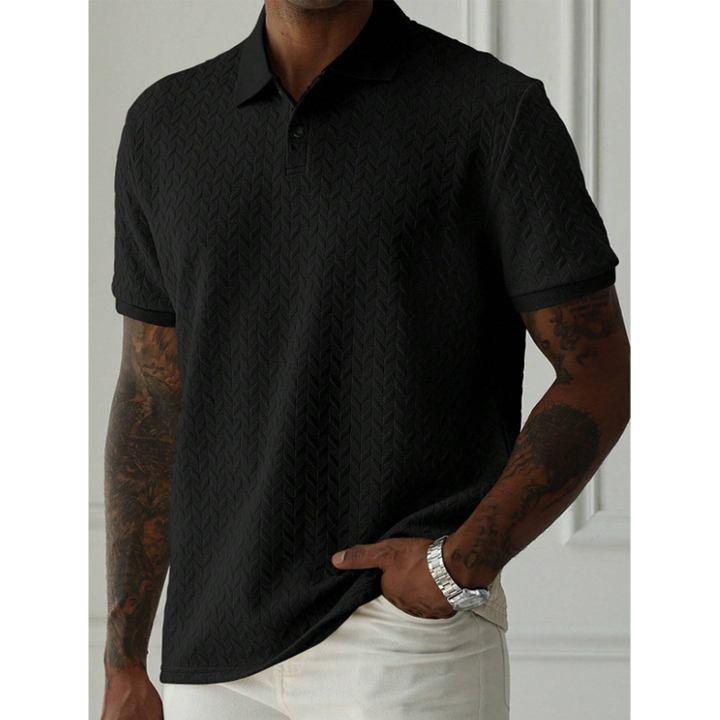 Textured Knit Stripe Polo Shirt