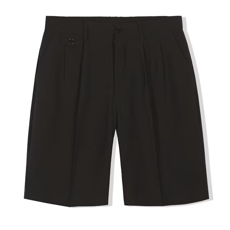Pleated Tailored Knee-Length Shorts