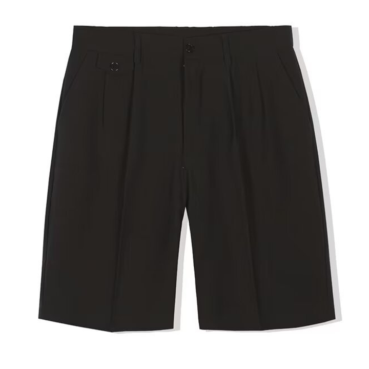 Pleated Tailored Knee-Length Shorts