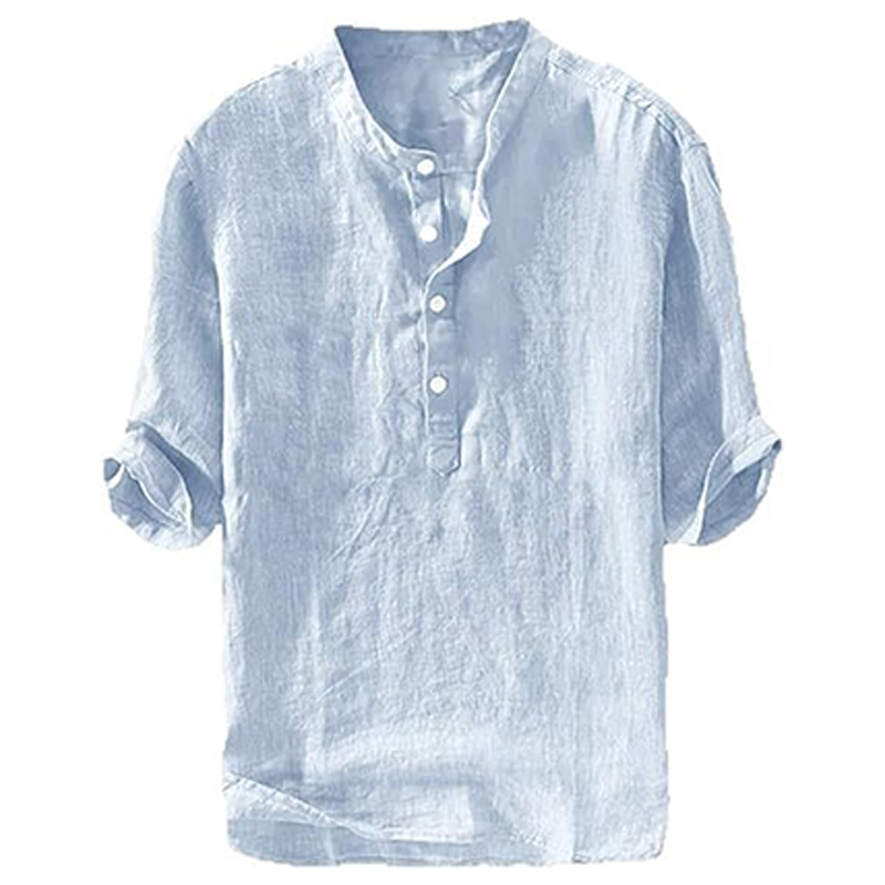 Men's Cotton Linen Henley Shirt