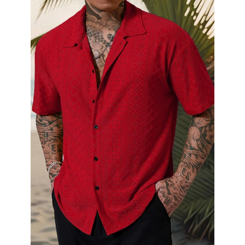 Men's Textured Knit Beach Shirt