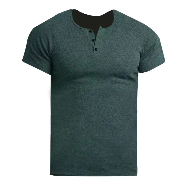 Fitted Ribbed Henley T-Shirt