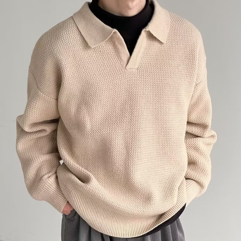 Solid Drop-Shoulder Knit Sweater