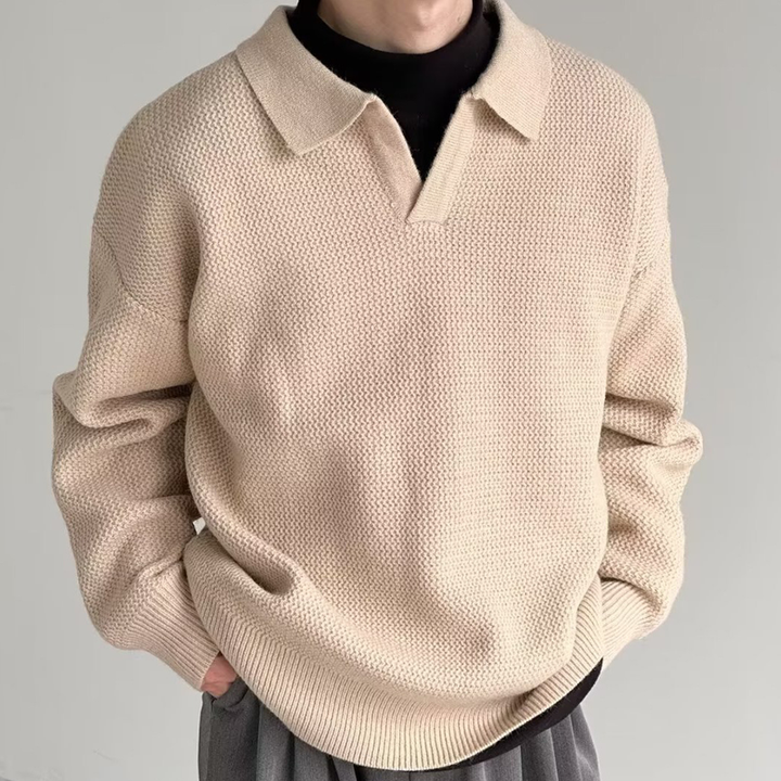 Solid Drop-Shoulder Knit Sweater