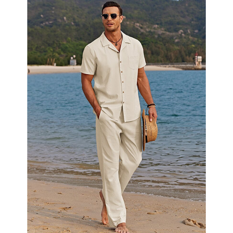 Casual Short Sleeve Shirt &amp; Pants Set
