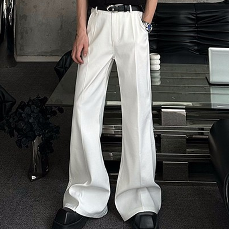 Solid Draped Wide-Leg Casual Pants