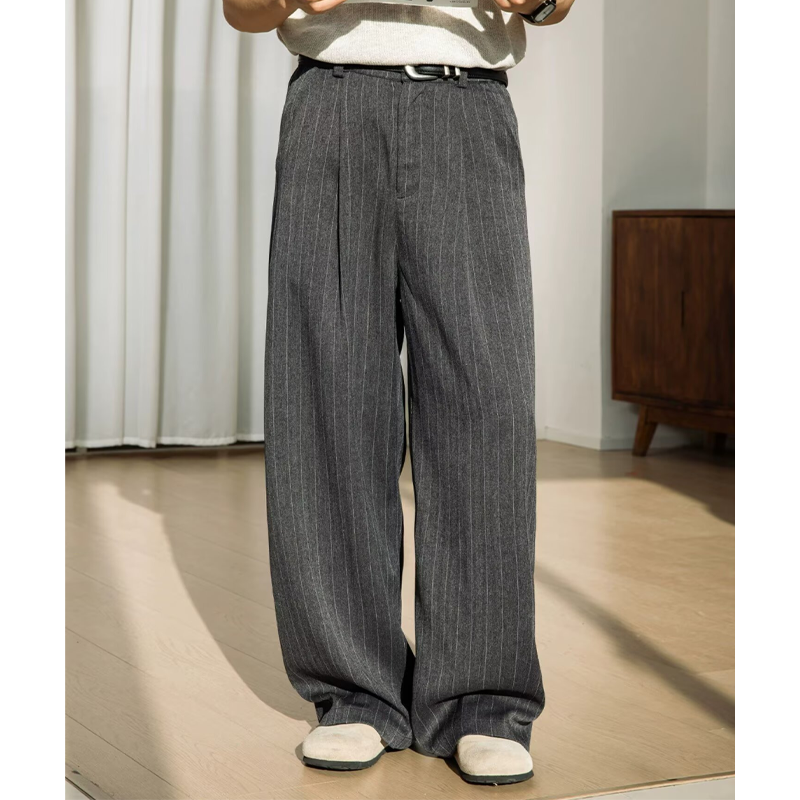 Striped Loose-Fit Business Dress Pants