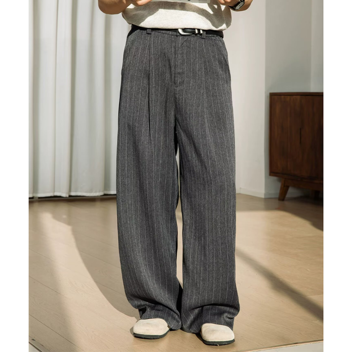 Striped Loose-Fit Business Dress Pants