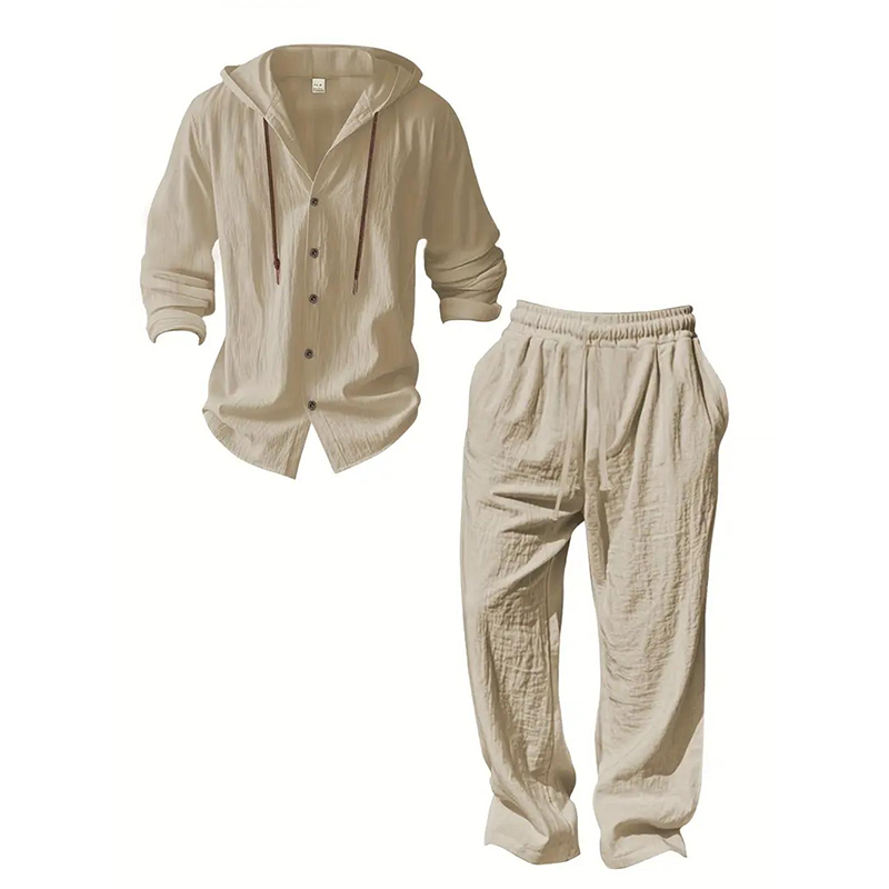 Men's Linen Hoodie Pants Set