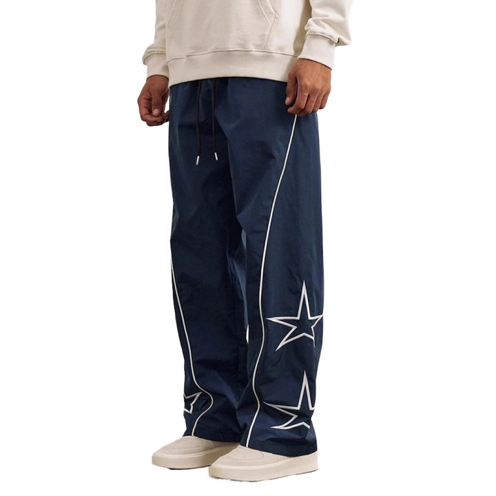Star Print White-Line Jogger Pants
