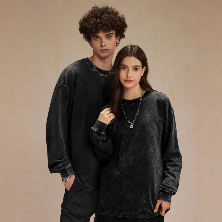 Washed Distressed Crewneck Sweatshirt