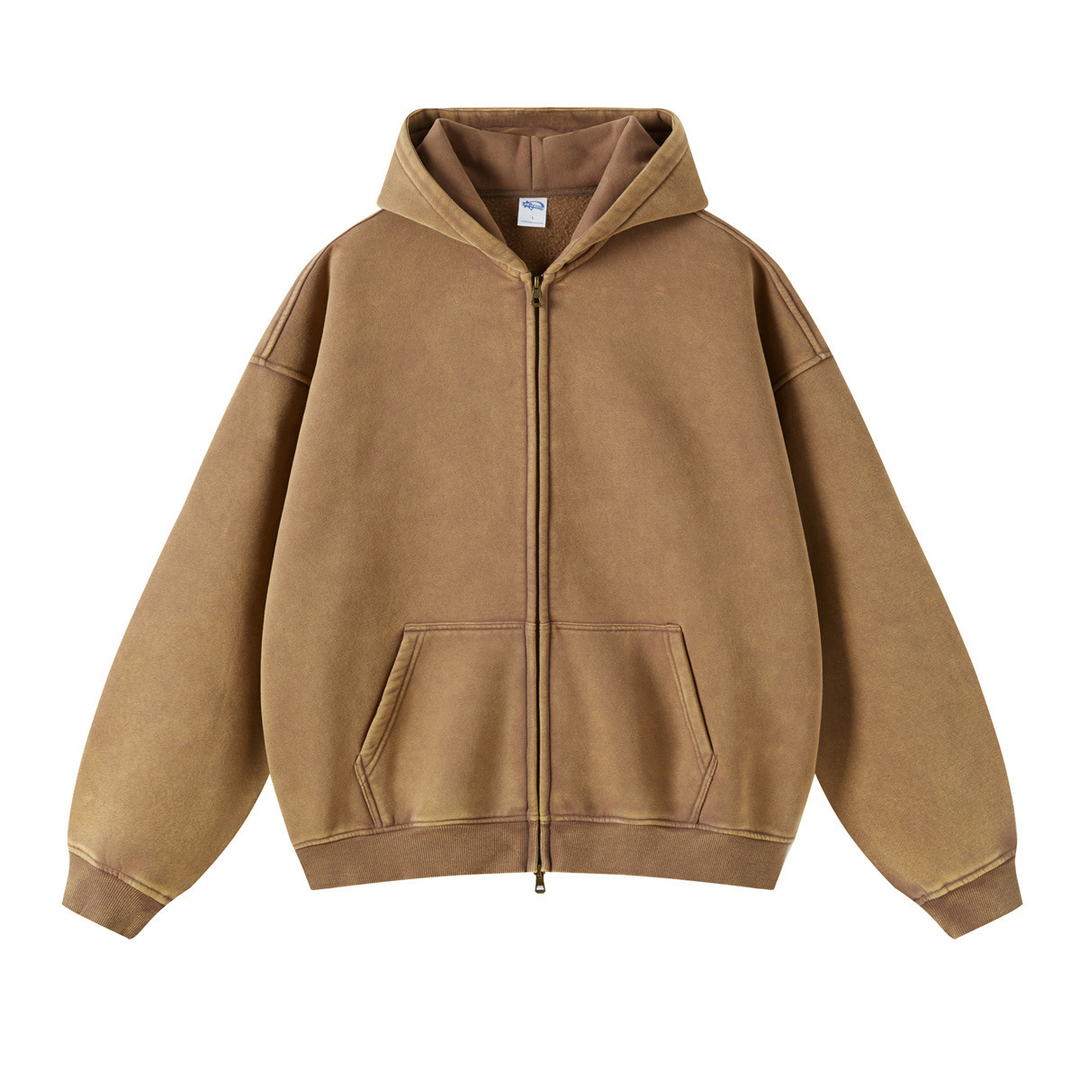 Vintage Washed Oversized Zip Hoodie