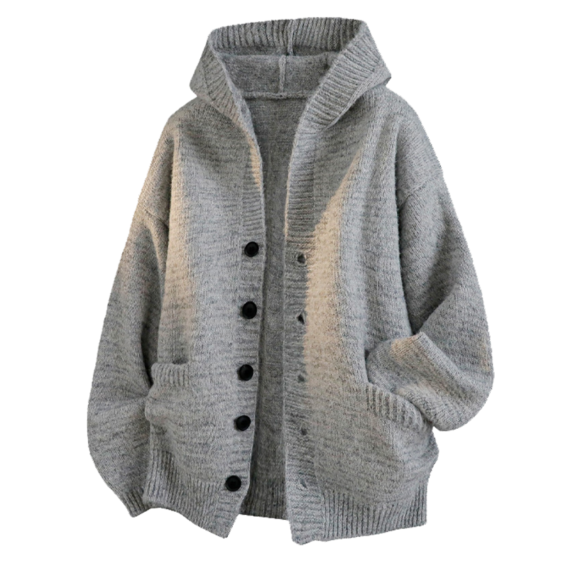 Hooded Knit Button Cardigan