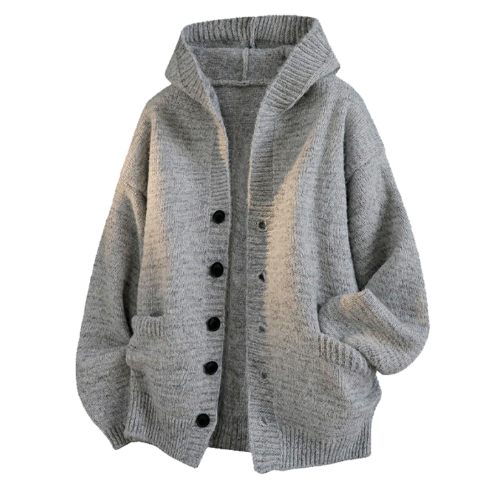 Hooded Knit Button Cardigan