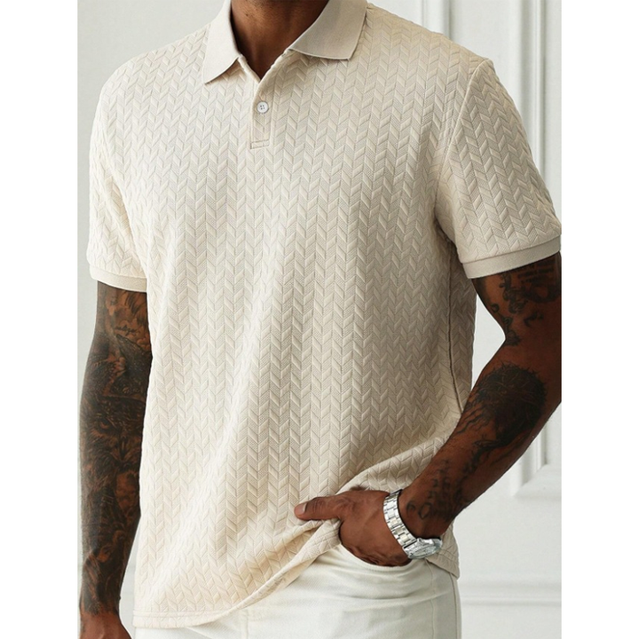 Textured Knit Stripe Polo Shirt