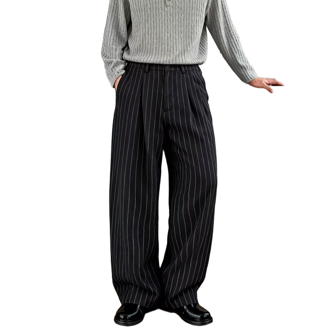 Striped Loose-Fit Business Dress Pants