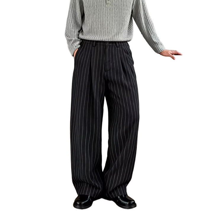Striped Loose-Fit Business Dress Pants