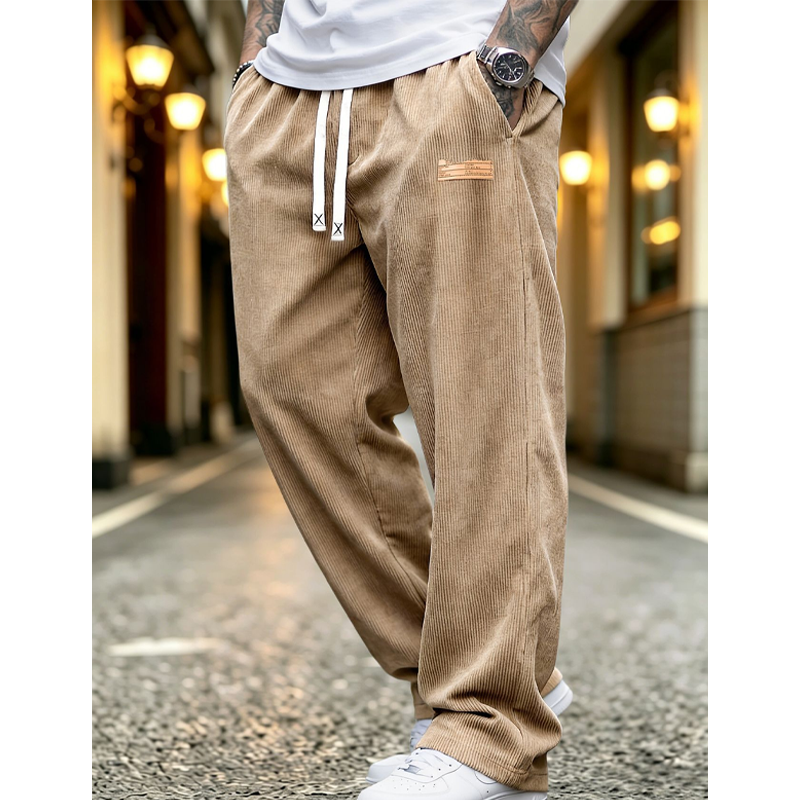 Wide Leg Ribbed Drawstring Pants