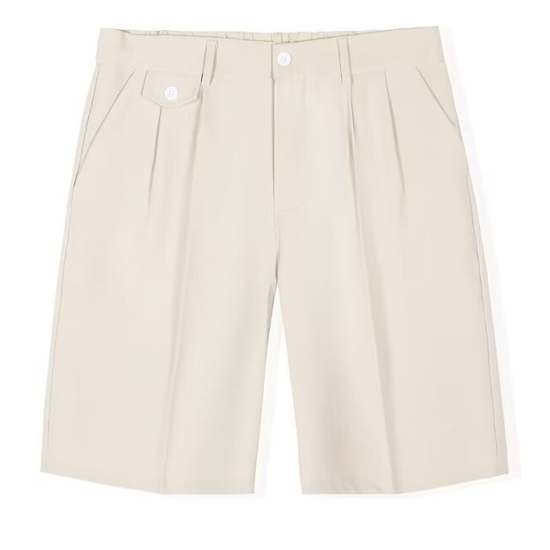 Pleated Tailored Knee-Length Shorts