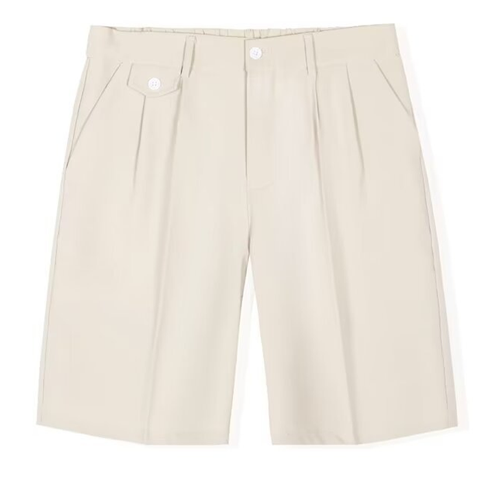 Pleated Tailored Knee-Length Shorts