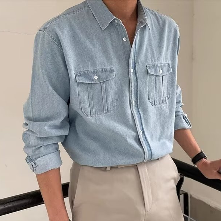 Utility Denim Button-Up Shirt
