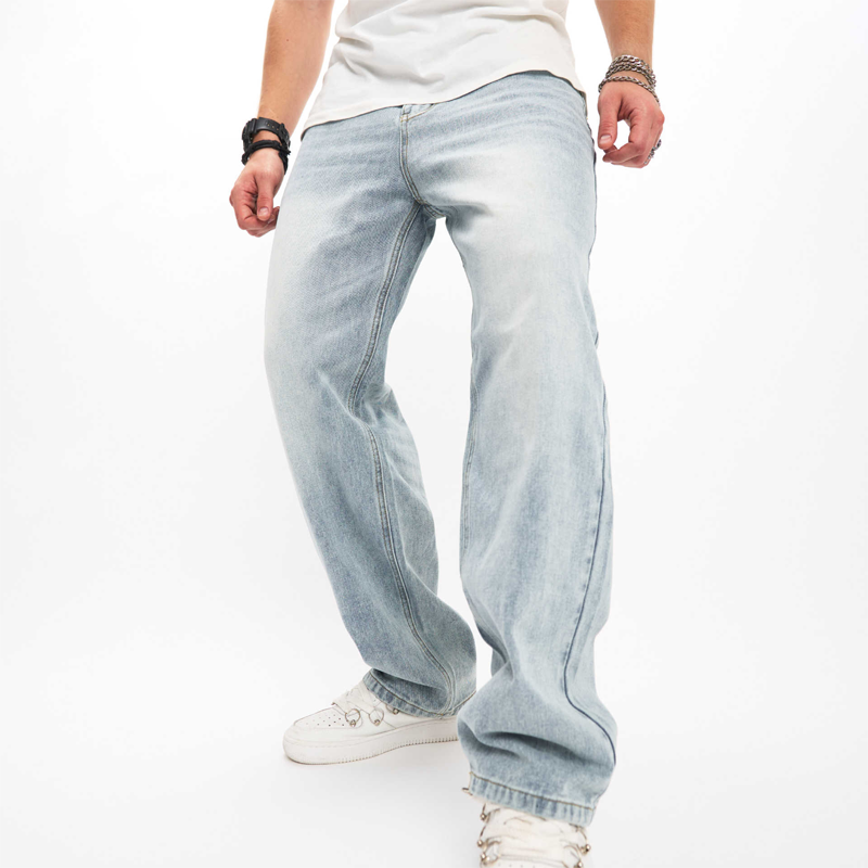 Loose Straight Light-Wash Jeans