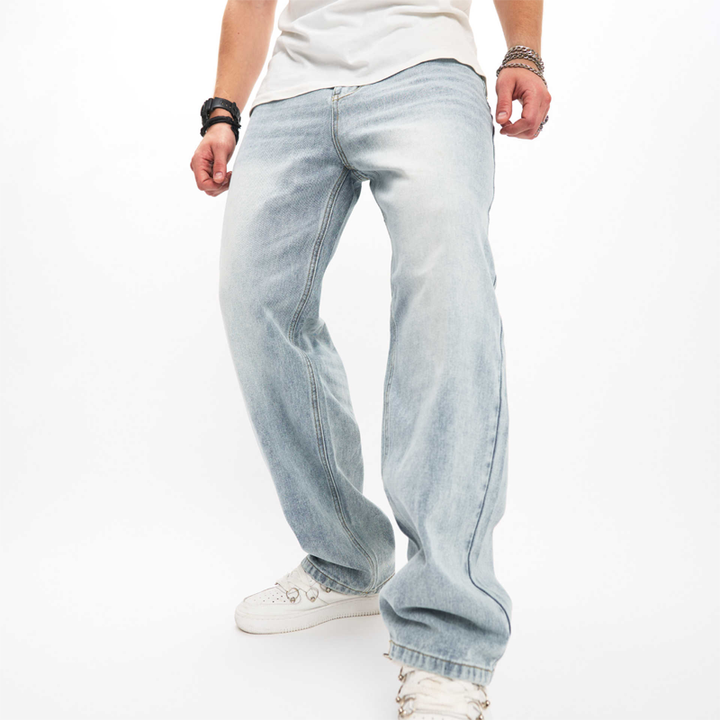 Loose Straight Light-Wash Jeans