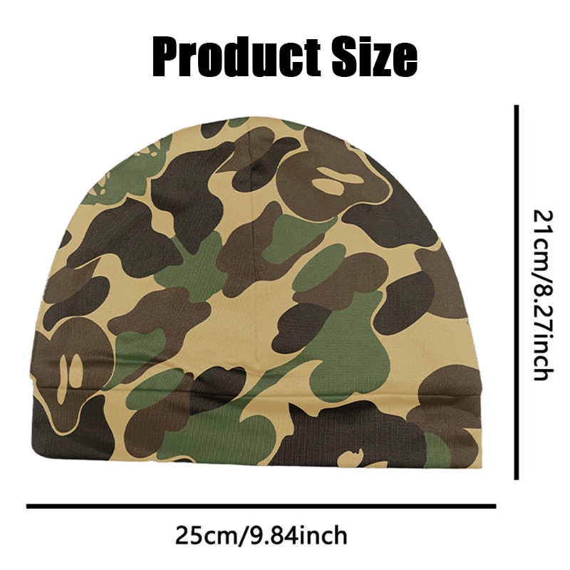 Camo Print Close-Fit Streetwear Skull Cap