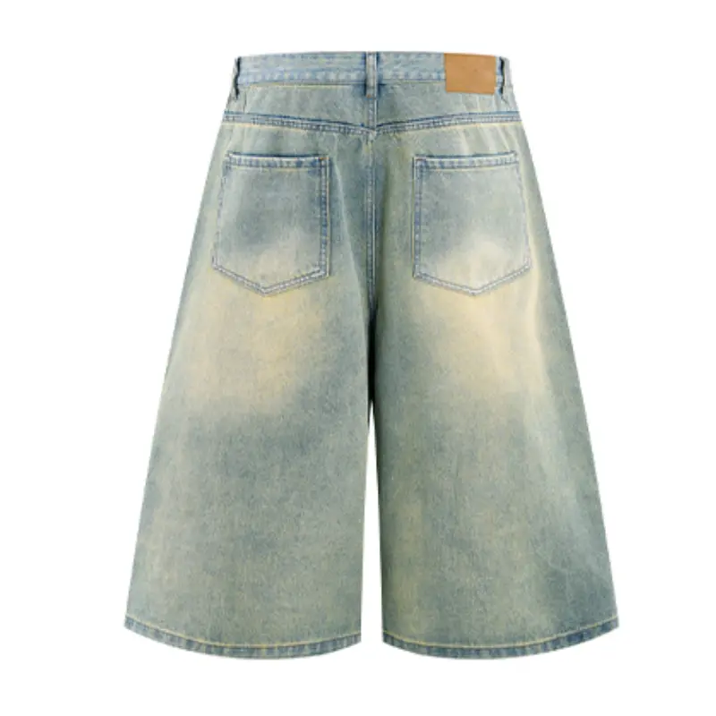 Distressed Loose-Fit Denim Capri Shorts